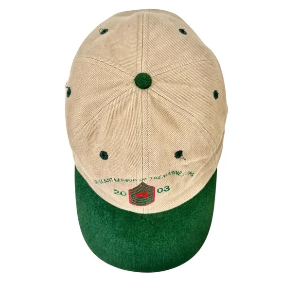 Y2K Vintage Green Tan Brown 2003 Sergeant Major Marine Corps Adjustable Hat Cap - Picture 5 of 8